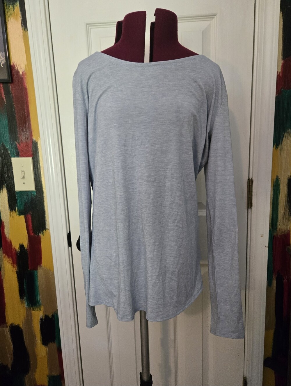 Athleta Light Blue Long Sleeve Semi-backless Twist Back Top Medium